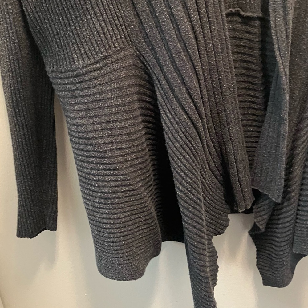 Charcoal Ribbed Cardigan - Picture 3 of 5